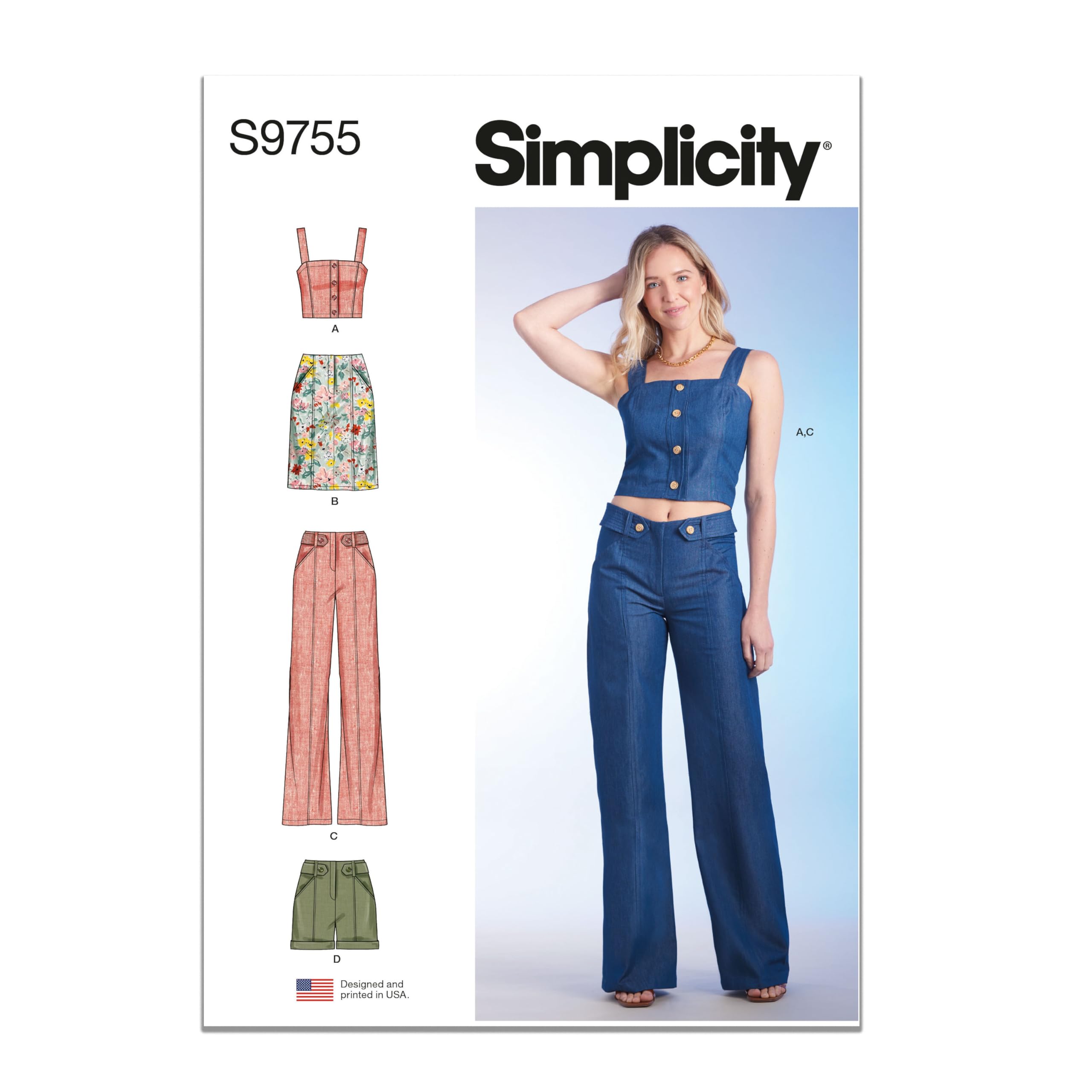 SIMPLICITY SS9755U5 Misses' Top, Skirt, Trousers and Shorts U5 (16-18-20-22-24)