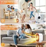 Deyaah 1200W Ceramic Plug In Fan Heater Portable 2 Heat Modes 220V White view 6