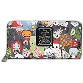 Loungefly x Nightmare Before Christmas Chibi Character Print Zip-Around Faux Leather Wallet (Multi, One Size)