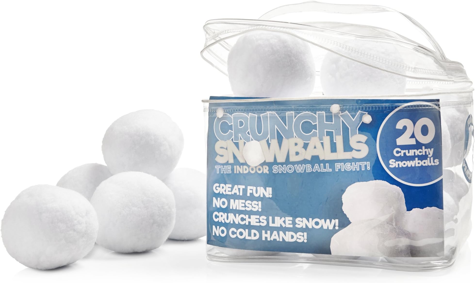 Crunchy Snowballs 20 Pack - Indoor Snowball Fight - Safe, No Mess, No Slush