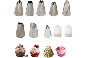 Piping Tips Set 10PCS – 8 Stainless Steel Icing Nozzles with 2 Couplers – Reusable Cake Decorating Tips for Cupcakes, Cookies