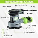WORKPRO Orbital Sander 300W 125mm 6 Speed 13000 RPM with Dust Box view 2