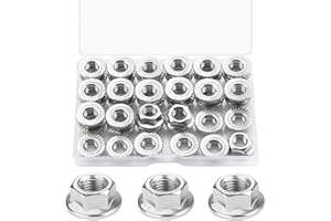 JMINRUN 40 PCS M8 Flange Nuts Assortment Kit, 304 Stainless Steel Serrated Flange Hex Lock Nuts