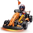 24V Kids Electric Go Kart, Licensed McLaren F1 Drift Kart Car with Dual 200W Motors, Adjustable Seat, 6 Safety Upgrades, CVT Speed Mode, Anti-Skid Tires & LED Lights for Ages 6-12 (Orange)