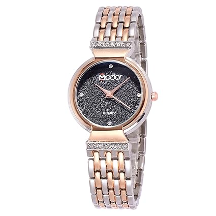 Modor Quartz Movement Analogue Black Dial Women's Watch