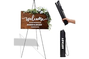 ARTASY 63" Easel Stand for Wedding Signs, Posters, Portable Artist Easel for Painting Canvas, Tripod for Home and Office, Supports 5 lbs-Black 1/Pack