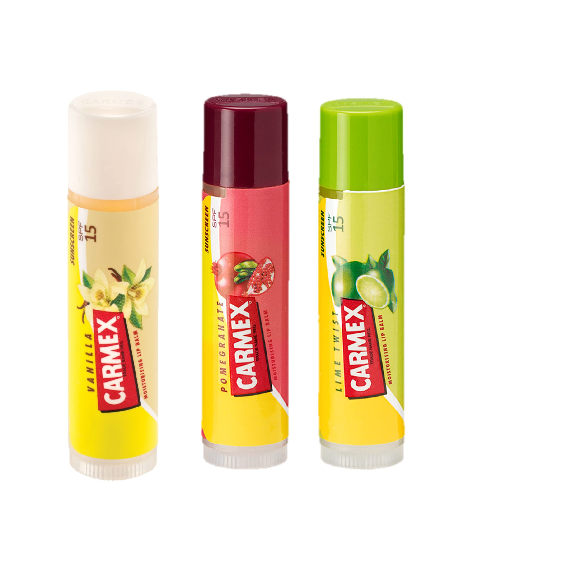 Carmex Vanilla, Lime & Pomegranate Stick 3-Pieces Mixed Pack — image 1