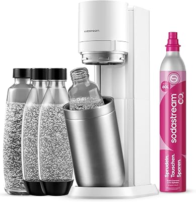 Wassersprudler Duo mit CO2-Zylinder, 2X Glasflasche und 2X 1L spülmaschinenfeste Kunststoff-Flasche, Weiß, Höhe: 44 cm