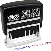 Mark 2000 12-Phrase Dater - Self-Inking Stamp - Blue Ink, Red Date