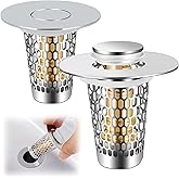 Smelish 2Pack Bathroom Sink Stopper for 1-1.50in, Universal Drain Filter for US Stainless Steel Floor Drain Filter, Universal Bathroom Sink Drain Pop Up Stopper with Hair Strainer (Silver)
