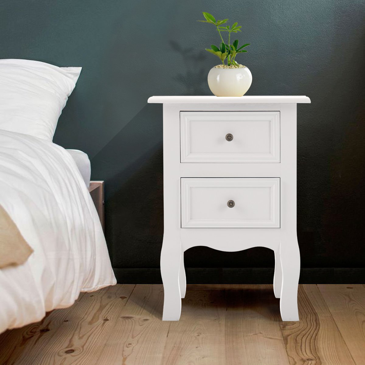 Sandinrayli White Wooden Nightstand End Buy Online In Oman At Desertcart