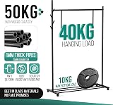 Klass Home Collection Portable Heavy Duty Clothes Rail with Shelf Black view 2