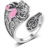qielizhu Spoon Rings for Women 925 Sterling Silver Hummingbird/Butterfly/Bee/Red Cardinal/Pink Flamingo Adjustable Thumb Rings Vintage Boho Antique Jewelry Gifts