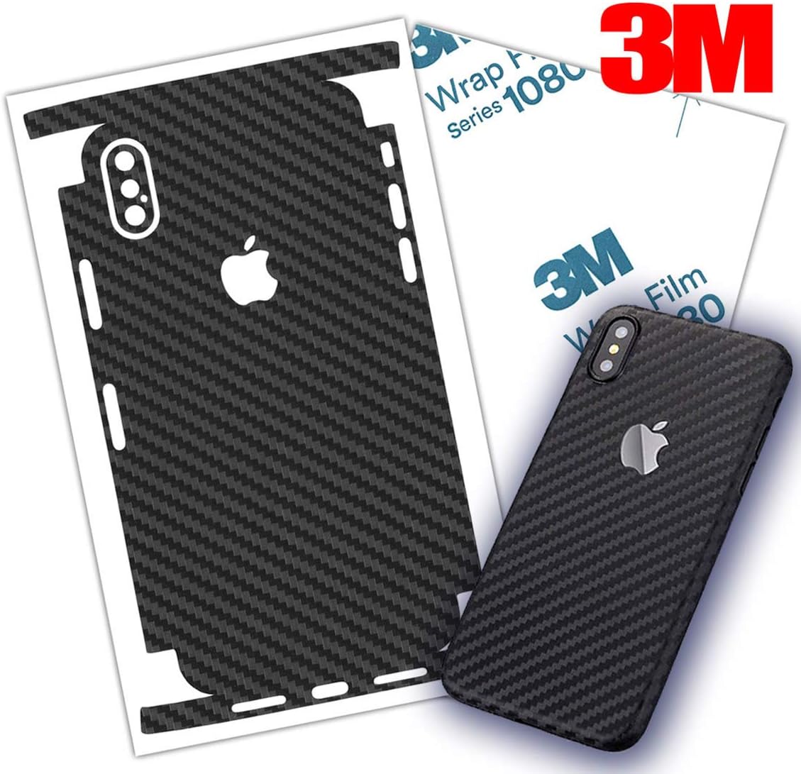 Carbon Fiber Skin 3M 1080 iPhone Protective wrap Around Edges Cover Black Skin for iPhone 7, 7 Plus, 8, 8 Plus, XR, Xs Max (iPhone 7 Plus)