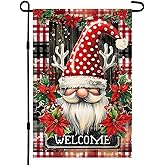 CHAONENG Christmas Gnome Garden Flags for Outside Winter Welcome Garden Flags 12x18 Double Sided Christmas Tree Gnome Small Holiday Lawn Flags Winter Gnomes Decorations for Yard Farmhouse