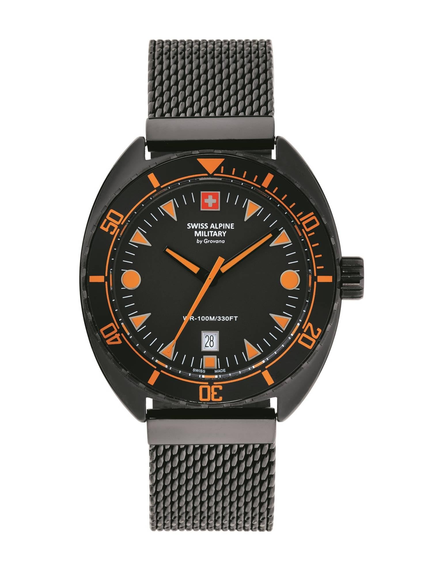 Swiss Alpine Military 7066.1 men's watch, analogue, quartz, stainless steel, Black/Black/Black-or - 1179SAM