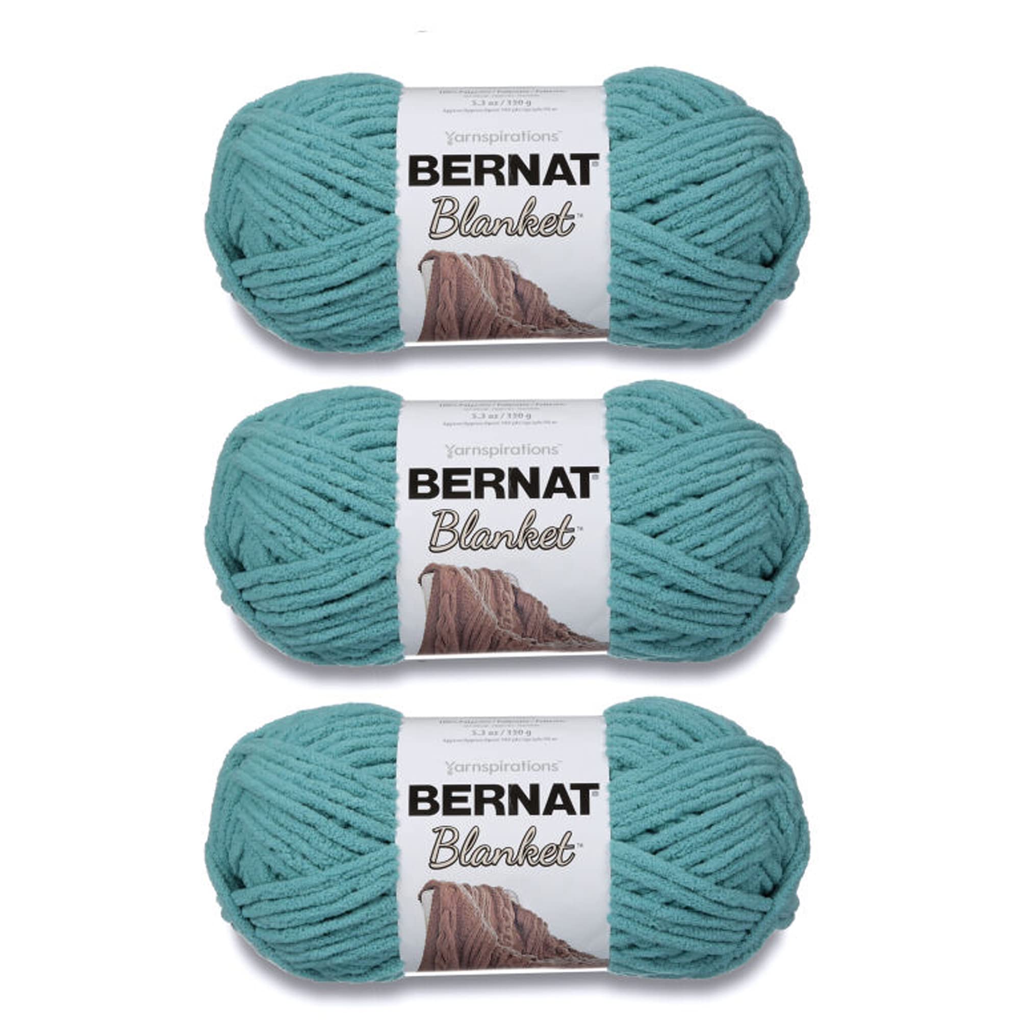 Bernat Blanket Light Teal Yarn - 3 Pack of 150g/5.3oz - Polyester - 6 Super Bulky - 108 Yards - Knitting, Crocheting, Crafts & Amigurumi, Chunky Chenille Yarn