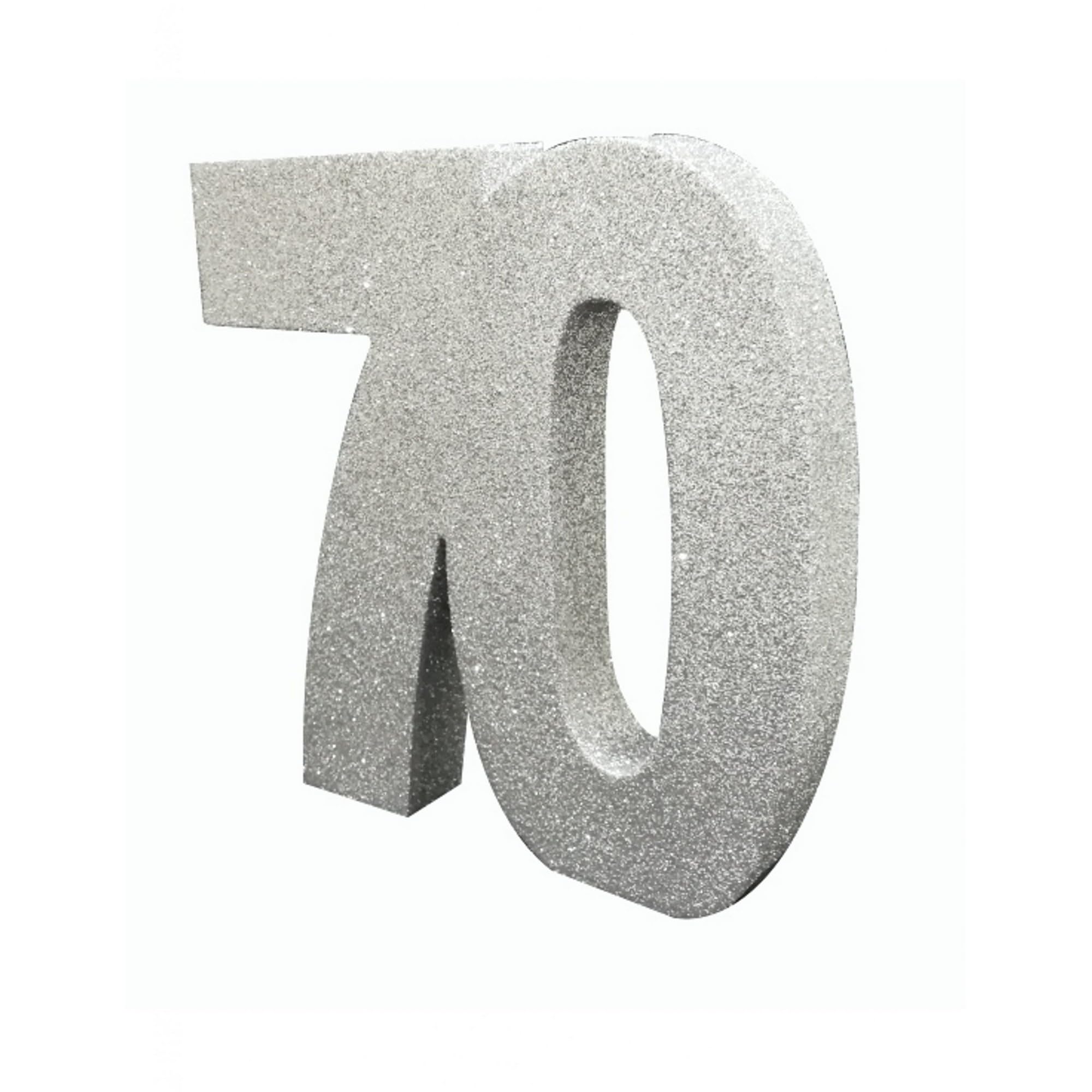 Number 70 Glitter Table Decoration Silver| Table Centrepiece | Table Decorations Centrepiece | 70th Birthday Decorations | Pack of 1 | 20cm |H119