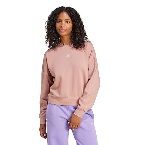 adidas Women's Essentials Small Logo Feel Cozy Sweatshirt, Warm Clay/White