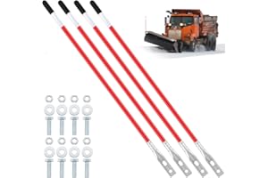 Lasnten 4 Pcs 27 Inch Reflective Snow Plow Blade Markers Guide Kit Steel Wire Inside Bolt on Bumper Guides High Visibility Easy Installation for ATV Snowplows (Red)