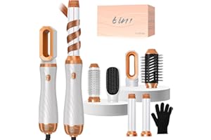 6 in 1 Hair Dryer Brush, Upgrade Blow Dryer Brush Air Styler Wrap Air Curler, Detachable Curly Twist Hot Curling Iron, Negati