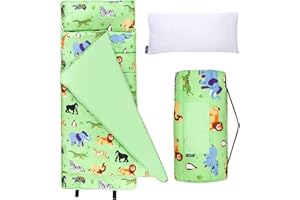 Wildkin Kids Microfiber Nap Mat – Soft Sleep Mat with Pillow, Ideal for School & Travel - Wild Animals