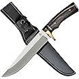Bowie Knife Full Tang with Sheath, 12" Fixed Blade Knife Full Tang with 440 Stainless Steel Brazilian Rosewood Handle, Nylon Sheath by Kratos - ZF8