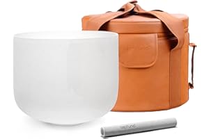 TOPFUND F Note Crystal Singing Bowl Heart Chakra 8 inch with Heavy Duty Carrying Case and Suede Mallet