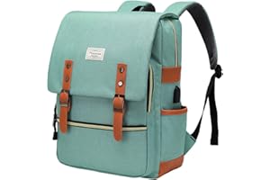 Modoker Vintage Laptop Backpack for Women Men,Travel Backpacks with USB Charging Port Fashion Backpacks for Working Women Fits 15.6Inch Notebook, Green