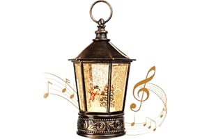 KAMPGO Christmas Snow Globe Lantern-Water Lantern with Music and Christmas Snowman-USB or Battery-Powered Christmas Lanterns, Rotating Flashing Lanterns, Christmas Decorations（Snowman）