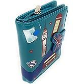 Shag Wear Streets of London England Small Wallet for Women and Teen Girls egan Faux Leather 4.5" Teal