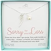 Angel Wing Necklace in Sterling Silver with a Crystal Pearl | 18" Cable Chain | Bereavement Gift for Her I Sympathy Gifts for Loss of Loved One