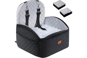 Gimars Reversible Dog Car Seat with Long & Short Plush for Small/Medium Dogs Up to 40lbs, Detachable Washable Anti-Slip Dog B