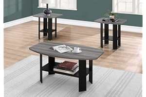 Offex 3 Piece Living Room Table Set with Grey Top - Black