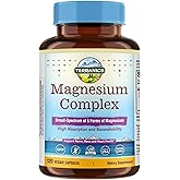 Terranics 5-in-1 Magnesium Complex Supplement 500mg - 5 Forms High Absorption Magnesium Glycinate Citrate Malate Aspartate Gluconate for Sleep Heart Health - Non-GMO 120 Vegan Capsules