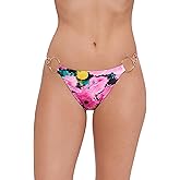 Steve Madden Womens Strap Side Bikini Bottom with Gold Double Ring