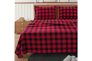 100% Cotton Flannel Sheets Set - Queen Size Flannel Sheets, 4-Piece Luxury Bedding Sets, Lightweight, Brushed for Extra Softn