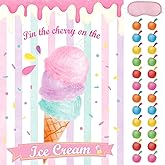 WERNNSAI Ice Cream Party Games - Pin The Cherry On The Ice Cream Birthday Game for Girls Kids Ice Cream Party Decorations Sup