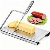 Cheese Slicer,Stainless Steel Cheese Slicer &amp; Wire Cutter &ndash; Adjustable Thickness Board for Block Cheese, Butter, and Food Cutting, Heavy Duty