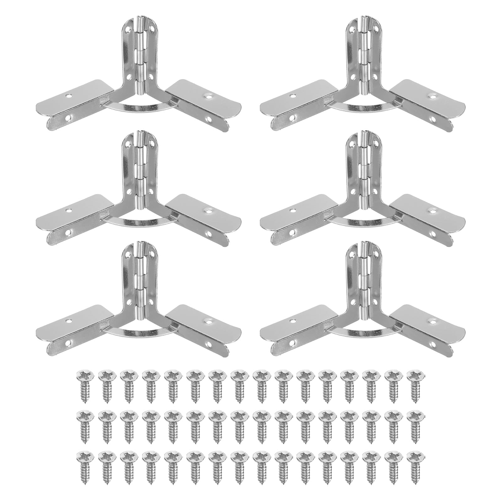 PATIKIL 90 Degree Folding Support Hinge 1.6" x 2.1", 6 Pack Furniture Box Hinges with Screws for Jewelry Wine Cabinet Wooden Box Drawer, Silver