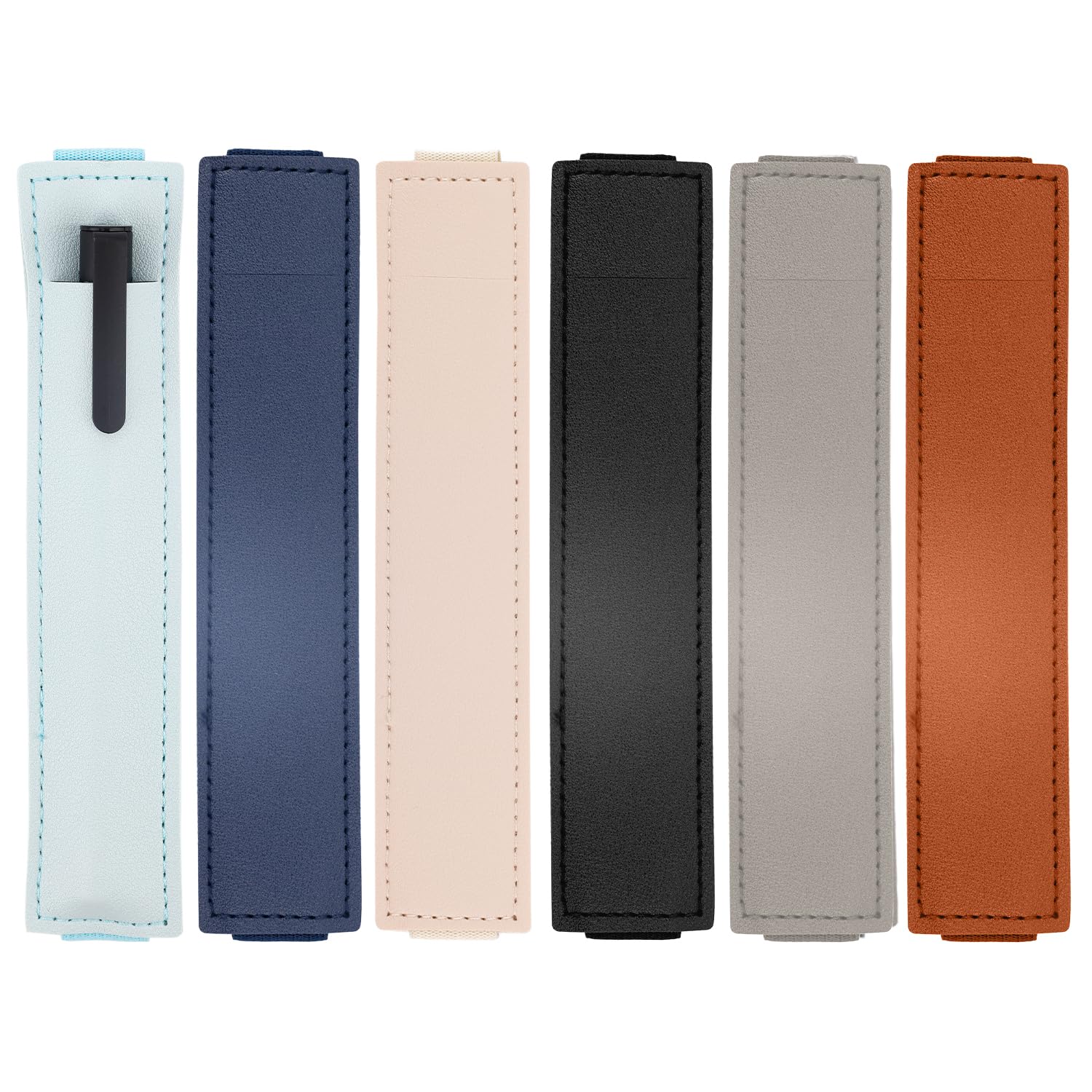 NQEUEPN 6pcs Elastic Band Pen Holders, Detachable Journal Pen Holder Leather Pen Case Single Pen Sleeve Single Pen Pouch for Journals, Notebooks, Notepads, Binders, Books
