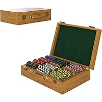 Lucky Birch Premium Oak Case for 300 Poker Chips, Playing Cards, Dealer & Blind Buttons – Oak Wood Case - Excellent for…