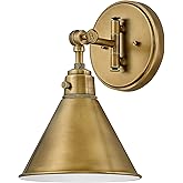 Hinkley Arti 3691HB Medium Adjustable Single Wall Sconce, Single Pivot Point, On/Off Switch, Heritage Brass