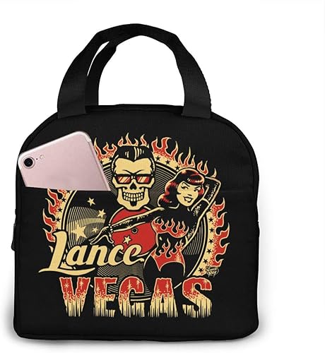 Amazon Co Jp ランチバッグ 手提げ 弁当袋 ロカビリー お弁当バッグ 断熱ランチボックス 保冷 メンズ レディース トートバッグ ランチトート エコ断熱材 前ポケット付き ショッピング 保温 通勤 ファスナー付き お弁当入れ 食品収納 ピクニック シューズ バッグ