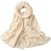 OVOY Womens Soft-Cotton-Linen Lightweight-Scarfs Large Long Fashion Gauze Shawl Wrap for Beach Travel 75”×39”