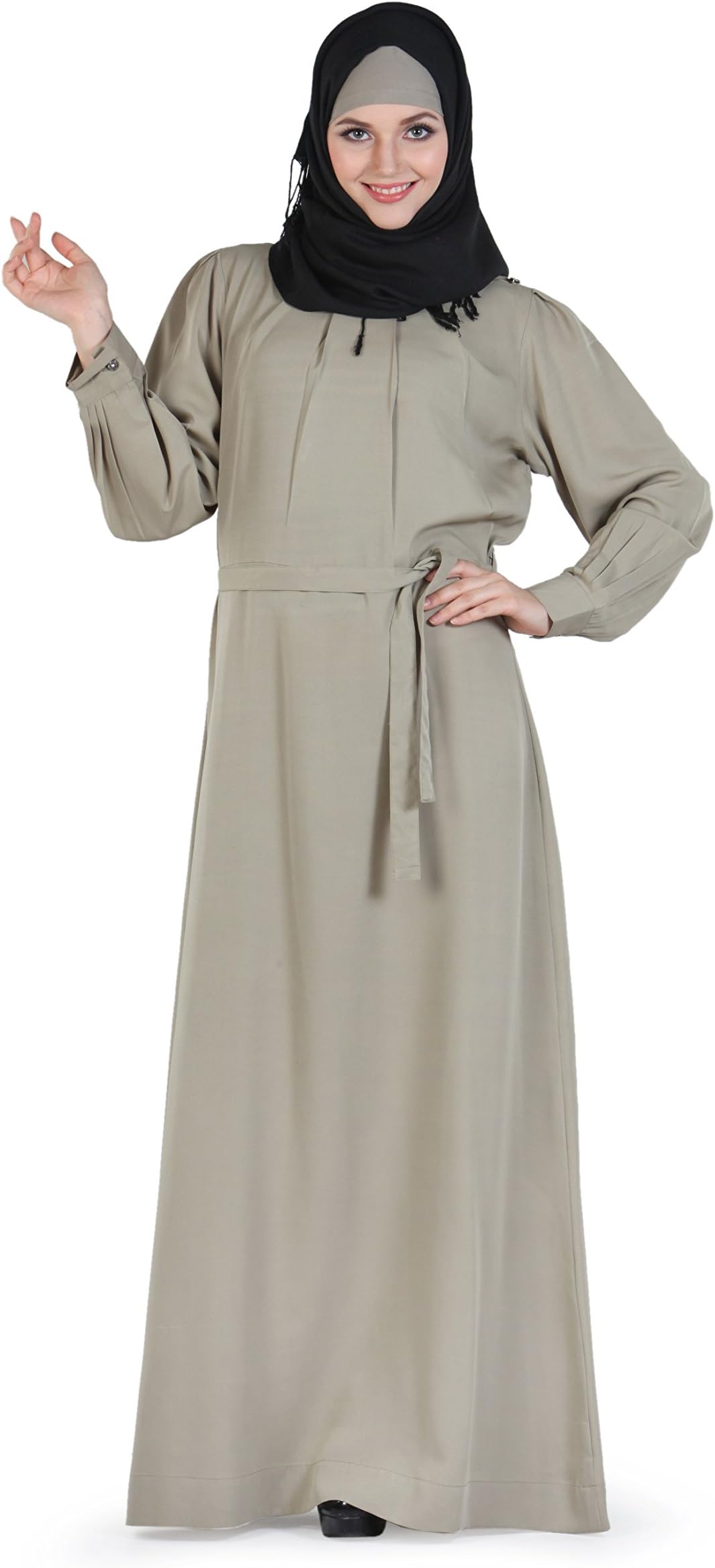 Momin LibasPleated Neck Grey Abaya & Burkha Dress