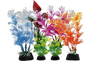 PietyPet Aquarium Decorations - 6pcs Colorful Fish Tank Plants, Plastic Accessories for Mini Aquariums