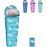 KidzAdventure Mummy Style 32 – 59F Kids Sleeping Bag with Pillow Sleeve, 4 Season, Lightweight and Backpacking Style, Ideal for Camping, Sleepover, Boys, Girls, Youth and Toddlers