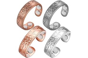 Cigmag 4PCS Copper Rings for Women Pure Copper Magnetic Ring Strong Magnets Adjustable