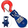 Fineera 2 Ton Snatch Block with Hook, 3" Sheave 3/8" Wire Rope Snatch Block 4400lbs Snatch Pulley for Rollback Wrecker Car Hauler Winch Recovery Tow Trucks